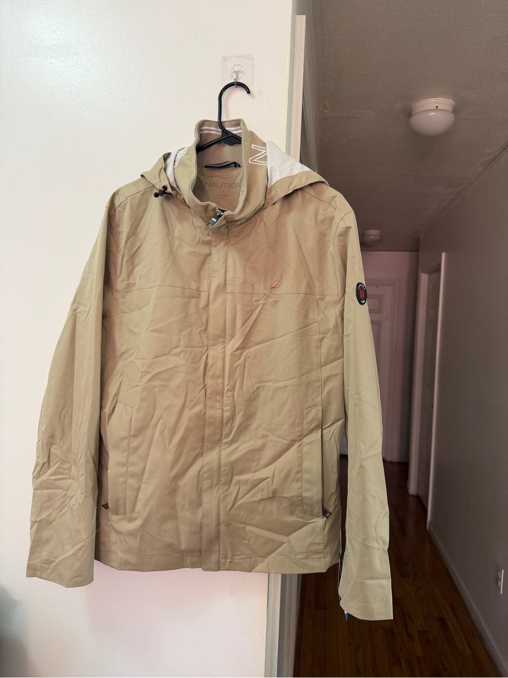 Nautica Tan Hooded Windbreaker Jacket